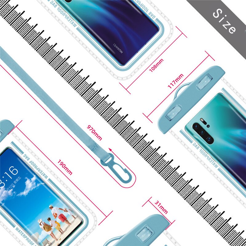 Funda de teléfono impermeable natación Airbag buceo flotante bolsa del teléfono móvil titular bolsa seca por debajo de 7,2 pulgadas Bolsa de playa anticaída