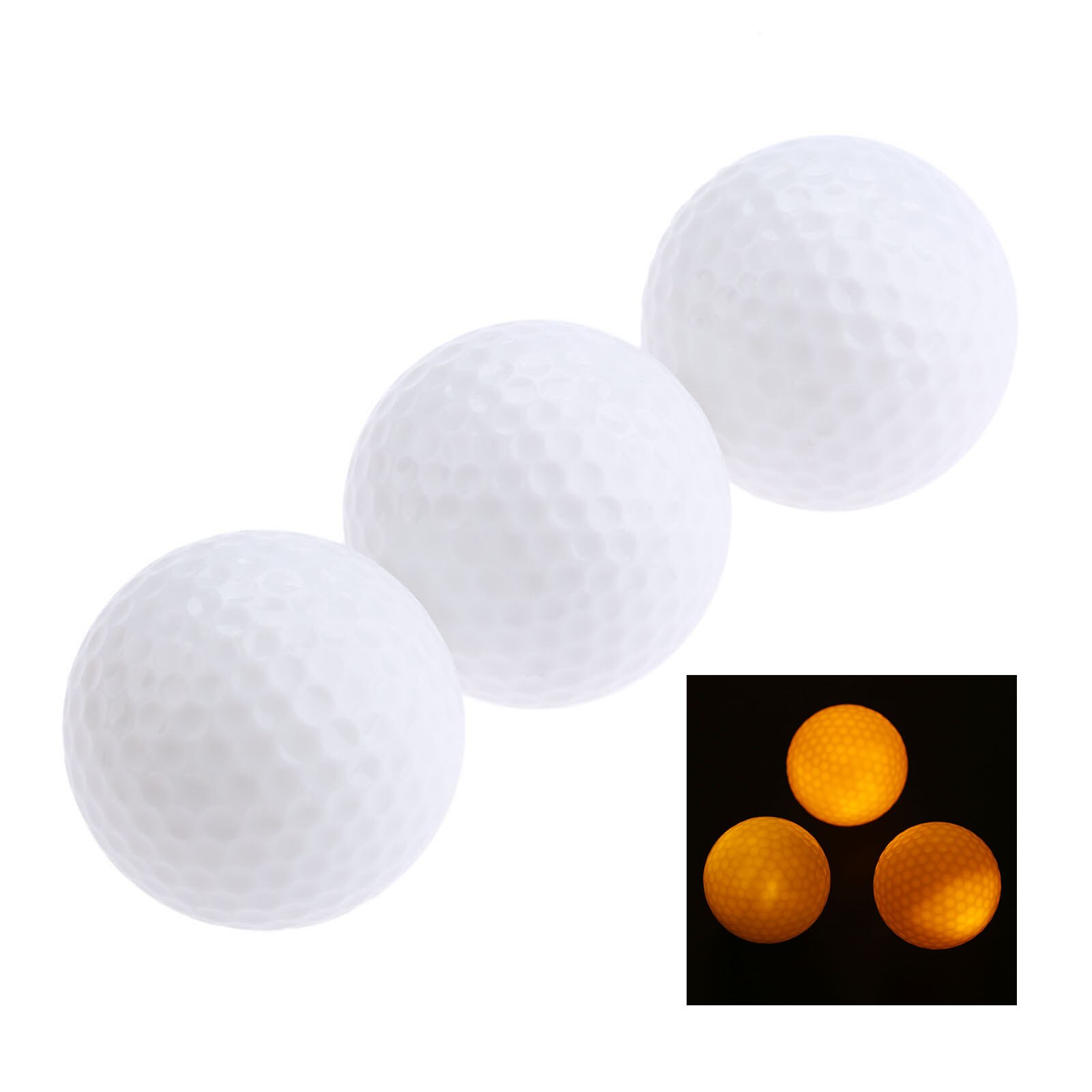 Surlyn 12pcs/Box LED Golf Balls Night Training Constant Shining Two Layer Golf Practice Balls With 6 Color For Choice 42.6mm Dia: Yellow