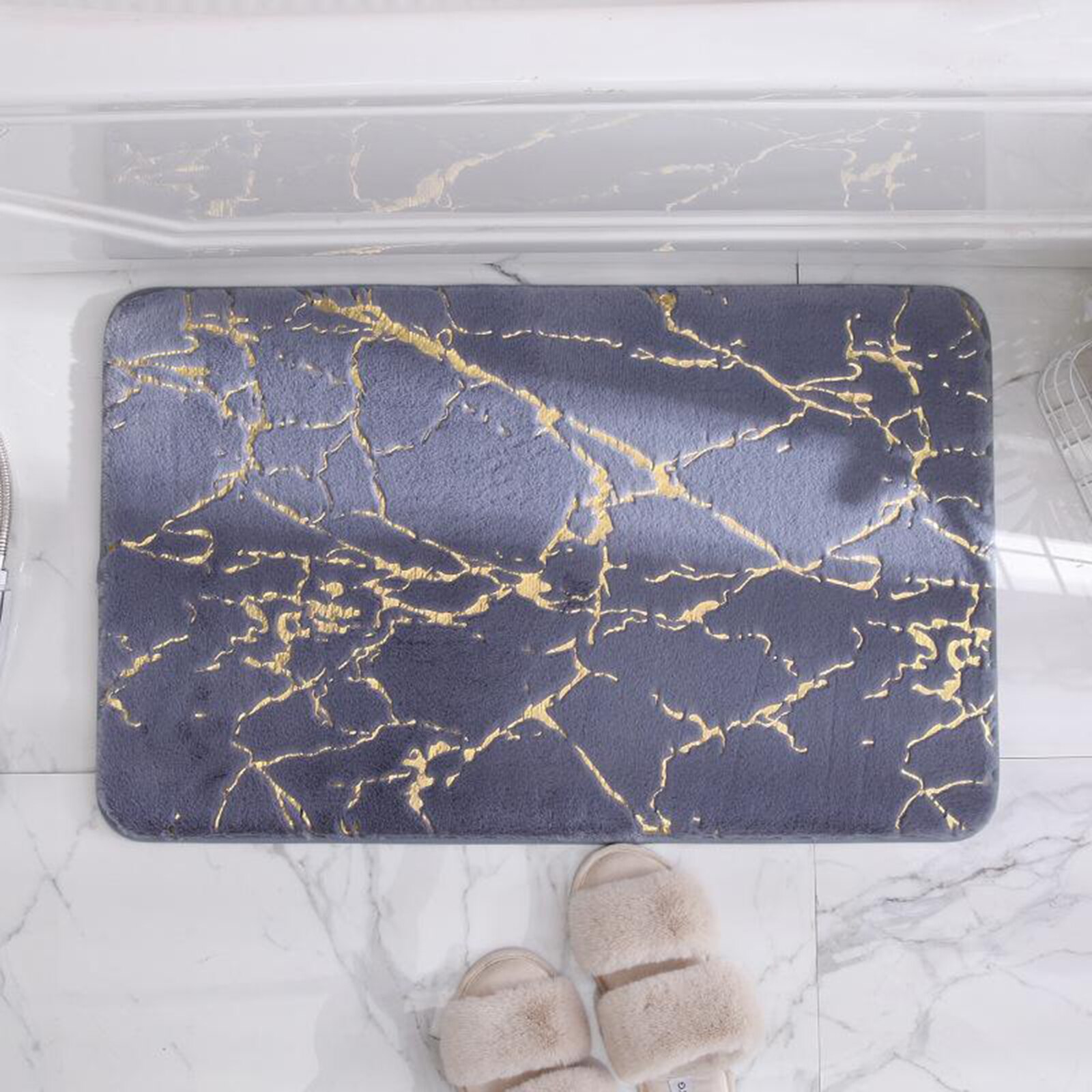 Non-Slip Bath Mats Super Absorbent Shower Bathroom Carpets Soft Toilet Floor Mat Bathroom Rug: Grey  40x60cm