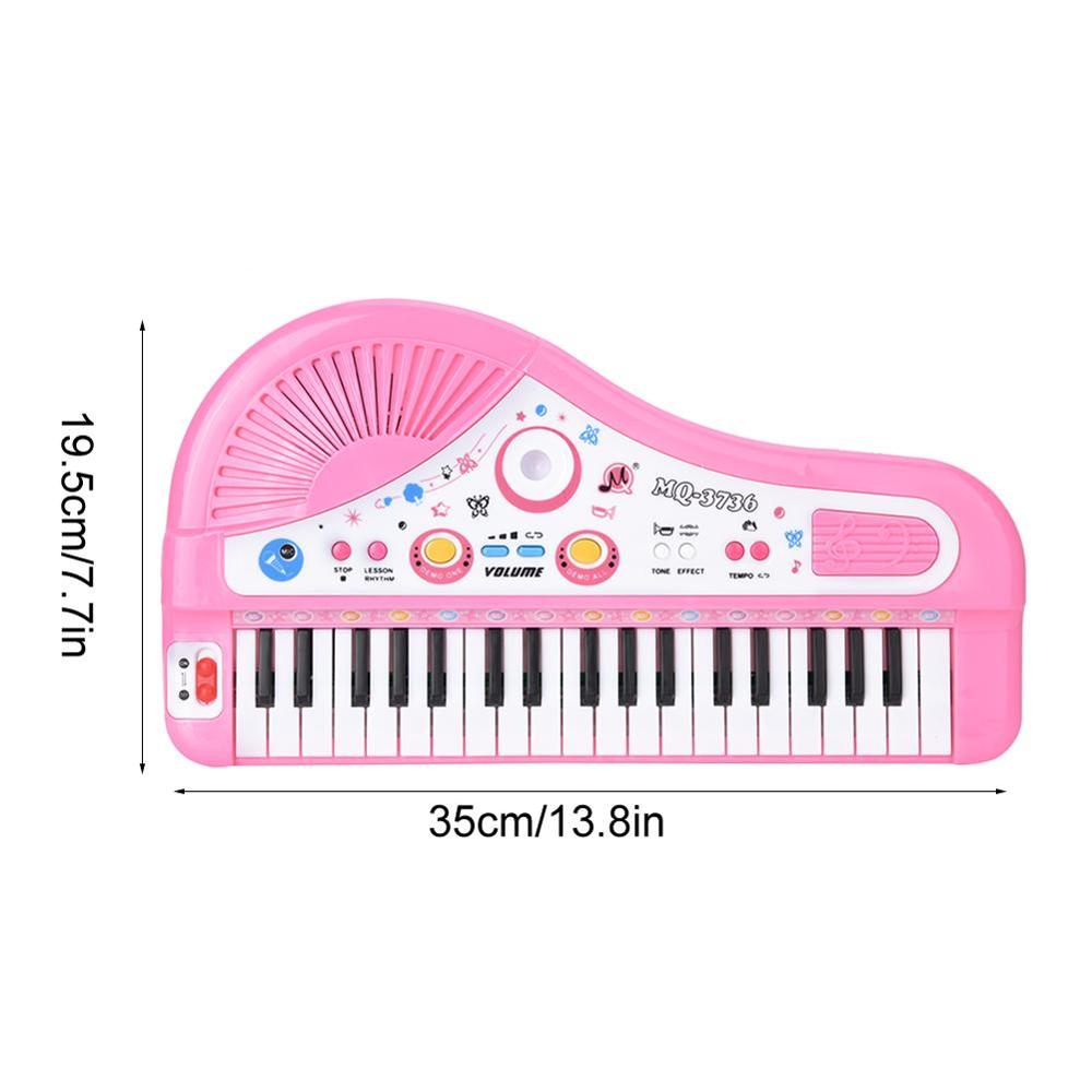 Leuke Roze 37-Key Toetsenbord Met Microfoon Musical Digitale Elektronische Oplaadbare Baby Piano Muziek Leren Educatief Kinderen Speelgoed