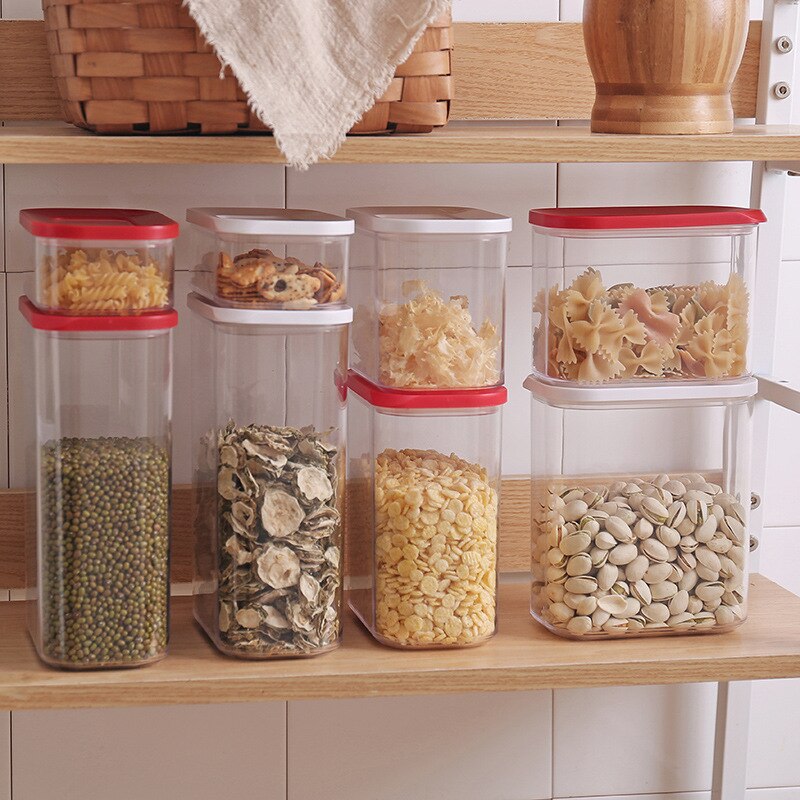 0.45L 1.0L 1.5L 2.0L square transparent plastic food storage tank kitchen storage container Sunroof sealed cans