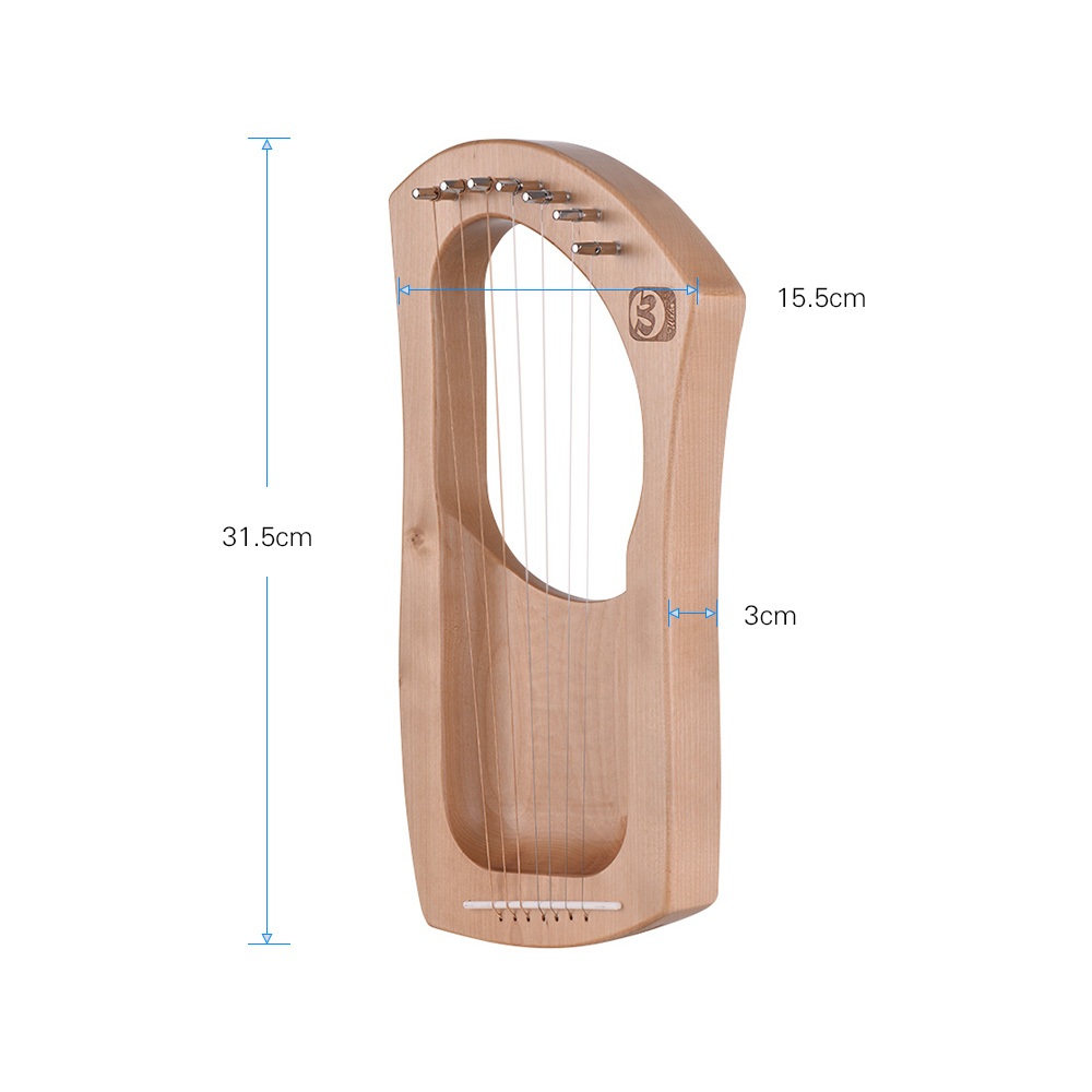 Walter .t 7-- strenget træ lyre harpe metal strenge birk massivt træ strengeinstrument med bæretaske  wh06