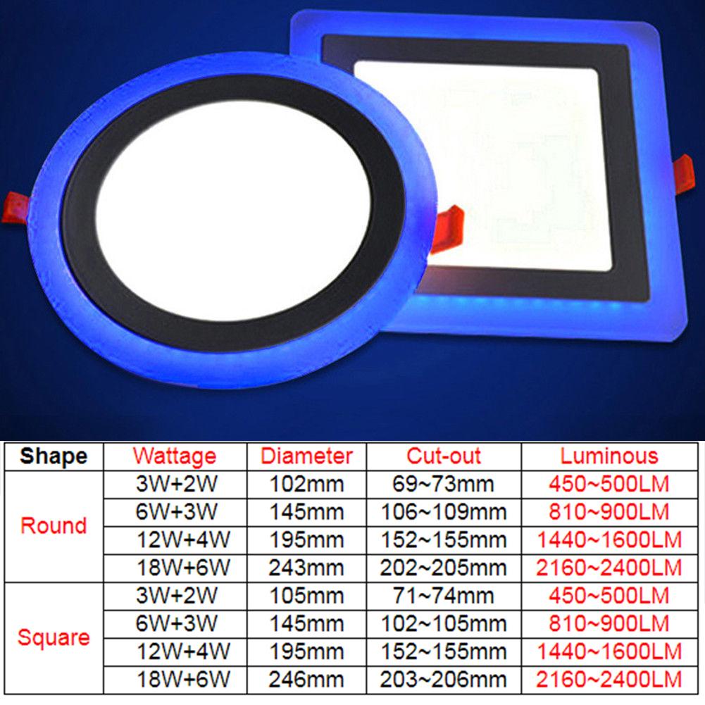 Panel de techo empotrado LED acrílico de doble Color, luces abajo, lámpara ultrafina para interiores, oficinas y restaurantes