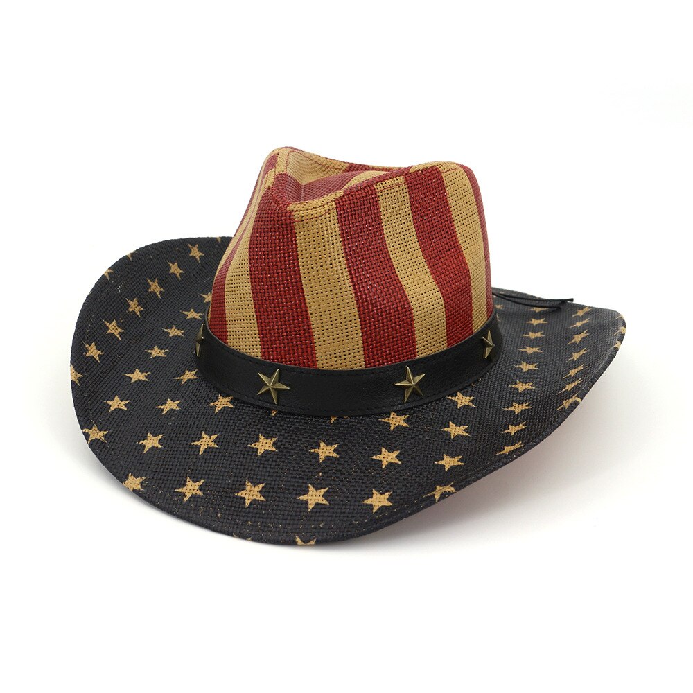 Western cowboyhatt för män kvinnor sommarhattar fiskehatt utomhus vävd hatt män hattar retro stråhatt