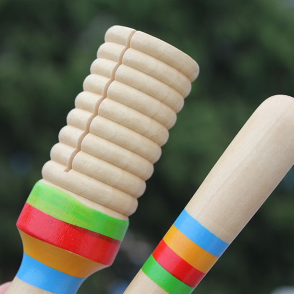 Træ guiro legetøj letvægts barn børn fest rør cylinder musikinstrument enkelt gevind rytme lyd