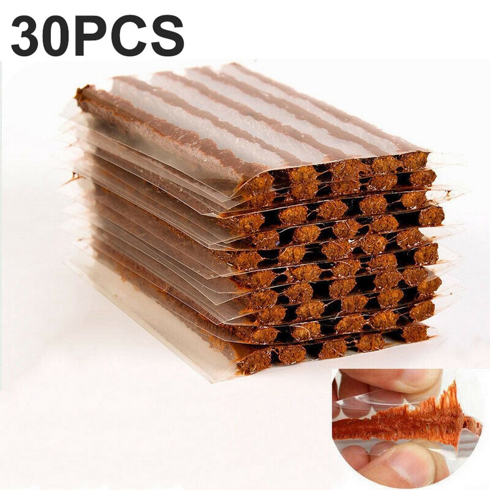 30Pcs Auto Banden Reparatie Strip Auto Motorfiets Tubeless Band Band Wielen Punctie Plug Seal Tape Reparatie Pees Rubber Strip