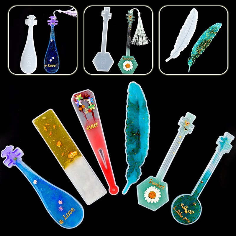 Marcapáginas DIY, molde de silicona, haz tu propio libro, marcador de libro, pluma Rectangular, instrumento Musical clásico, moldes de resina epoxi