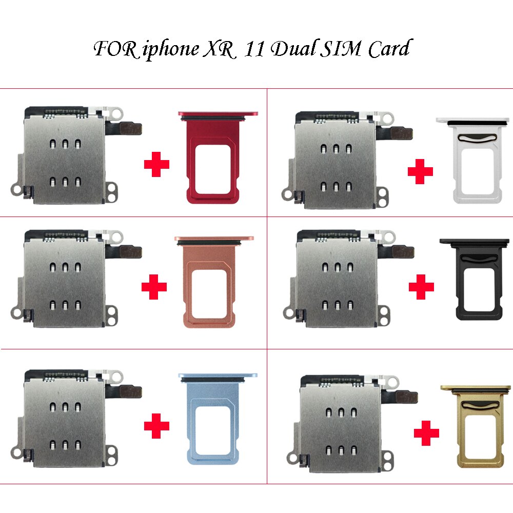 1set for iPhone XR Dual SIM Card Reader flex cable for iPhone 11Dual SIM Card+SIM Card tray Holder Slot Adapter Replacement Part