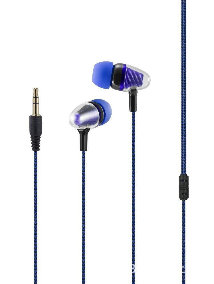 Kabelgewicht für subwoofer-kopfhörer, in-ear-kopfhörer mit geflochtenem kabel, weizendraht-ohrstöpsel für smartphones und android-handys: Blau