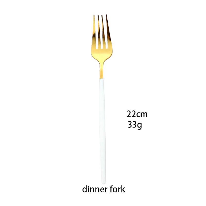 White Gold Flatwar Fork Knife Spoon Set Cutlery Tableware 1pc Dinning Table Steel Kitchen Complete Dinner Set for: Fork