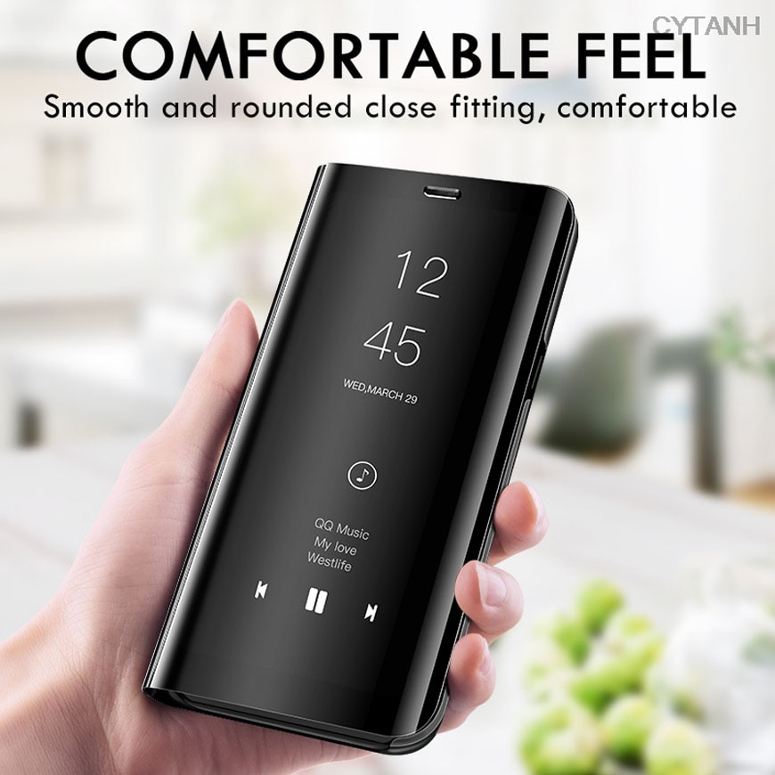 Mirror view smart flip -deksel til samsung galaxy  a21s luksus original capa fundas  a21 s a 21s sm  a217 a217f bakdeksel