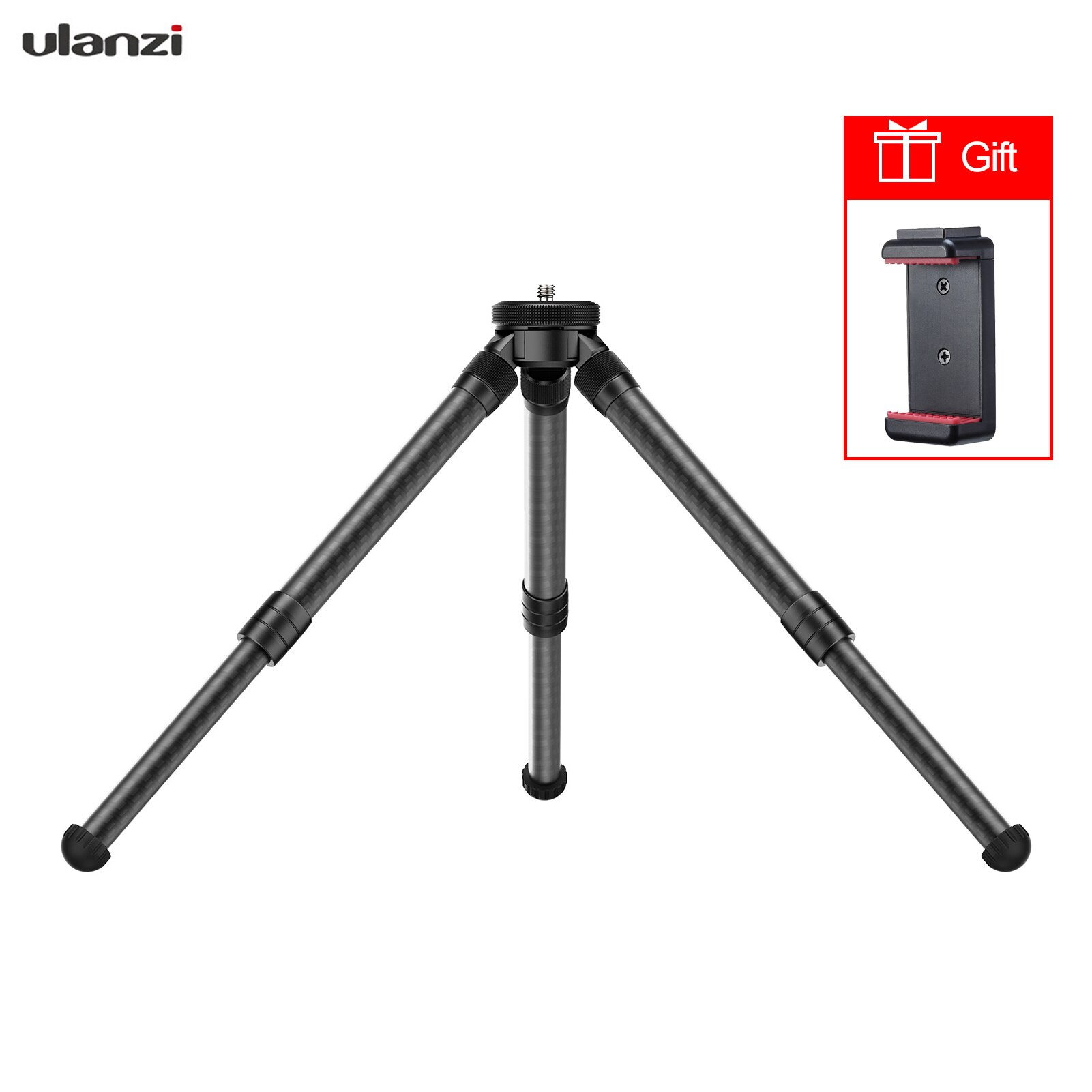 Ulanzi MT-28 Carbon Statief Uitschuifbare Statief Stand 2Kg Laadvermogen Met Koud Schoen 1/4 Schroef Statief Voor Smartphone Slr camera