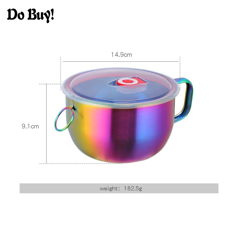 1 Pcs Noedelkom Servies Noedels Met Handvat Ring Rijst Soep Kom Instant Noodle Kom Roestvrijstalen Huishoudelijke Gebruiksvoorwerpen
