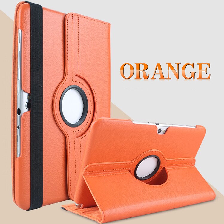 360 draaibare beugels, flipstandaard, leren hoes voor samsung galaxy note 10.1 gt-n8000 n8000 n8010 n8020 tablethoes + pen: Oranje