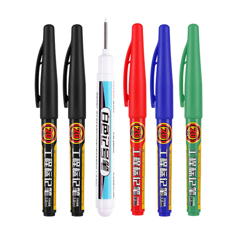 Stylo marqueur blanc pour trous profonds, longueur 2cm, stylo de charpentier, marquage fin dans le métal et le bois, feuille de bricolage, traçage de carreaux de céramique, 6 pièces/ensemble: vert clair