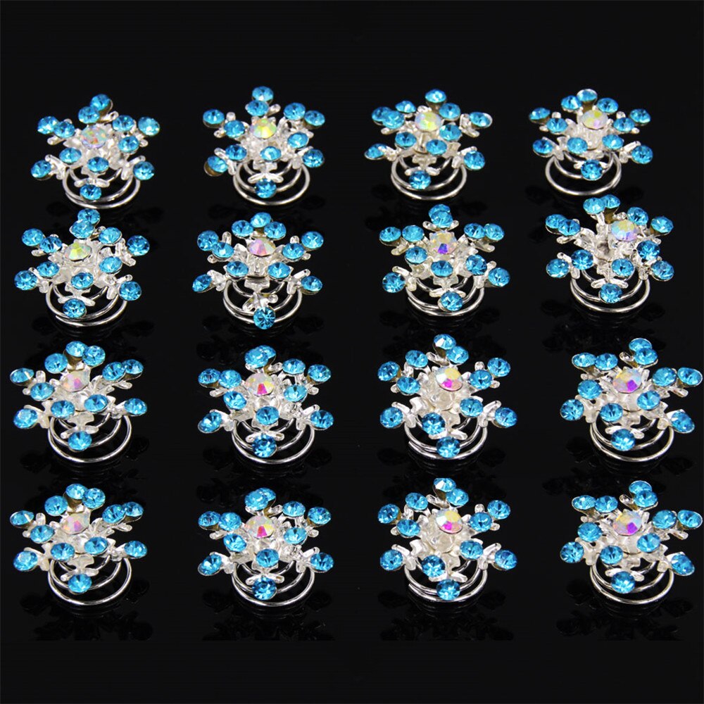 Furling Girl 6 PCS Bridal Wedding Hair Accessories Crystal Snowflake Hair Clip Women Flower Rhinestone Screw Clip Hairpin