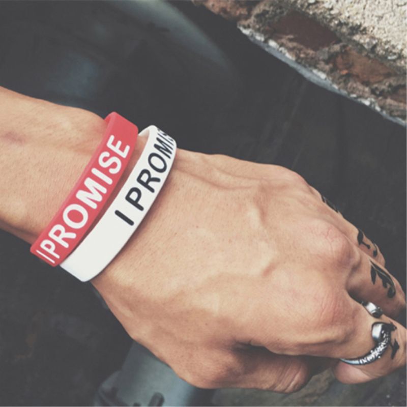 5 pçs sortidas cores eu prometo silicone esporte pulseira pulseiras unisex jóias