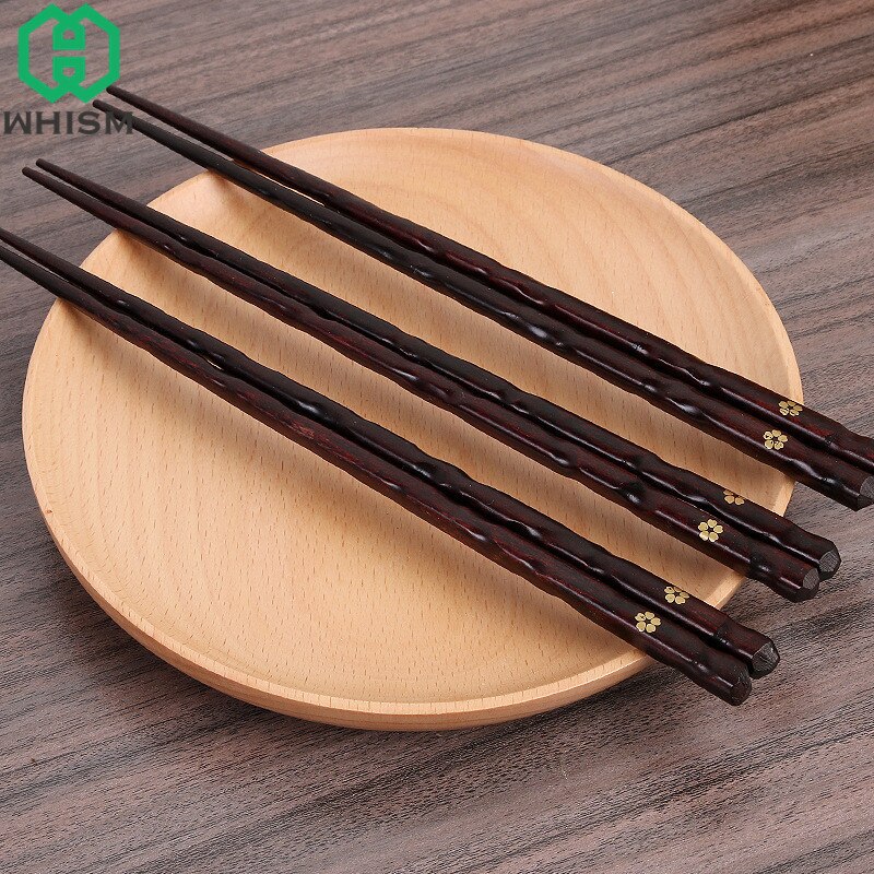 Whism 5Pairs Natuurlijke Handgemaakte Houten Eetstokjes Antislip Houten Chop Stick Set Met Geschenkdoos Japanse Sushi Eetstokje voor Diner