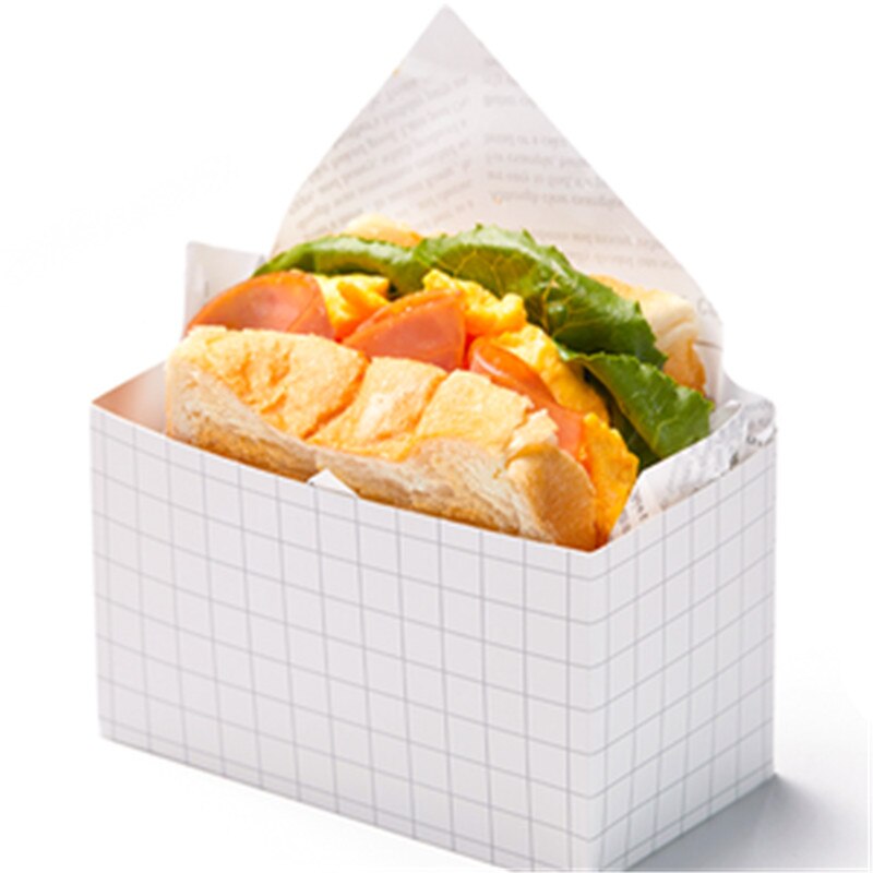 Wegwerp Sandwich Verpakking Gladde Ei Dikke Ei Toast Papierlade Hamburger Ontbijt Verpakking
