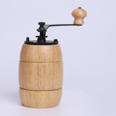 Klassisk træ manuel kaffekværn hånd rustfrit stål retro kaffe krydderi mini burr mølle med høj keramisk millston: Jeg