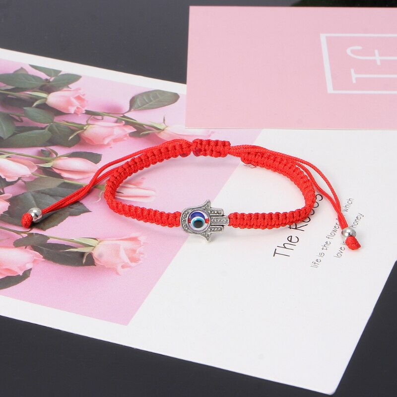 Geluk Kabbalah Red String Hamsa Armbanden Blauwe Boze Oog Fatima Hand Sieraden D5BF