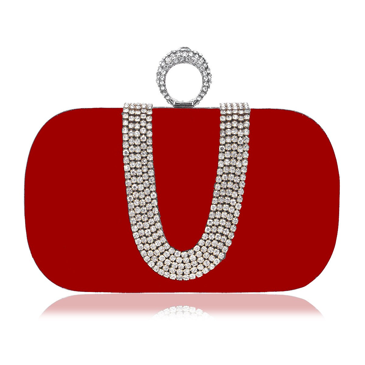 Aften clutch taske fest bryllup krystal clutches pung crossbody tasker til kvinder luksus kæde skuldertaske med rhinestone sac: Rød