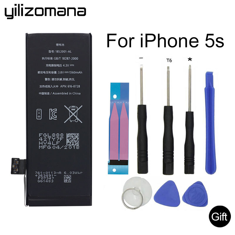 YILOZOMANA Originele Telefoon Batterij Hoge Capaciteit 1560 mAh Batterij Voor iPhone 5 S Vervangende Batterijen Gratis Tools Retail Pakket