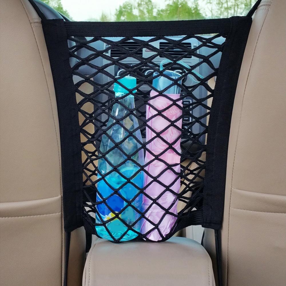 Auto Terug Kofferbak Seat Opbergtas Mesh Auto Organizer Dubbeldeks Elastische String Net Magic Sticker Pocket Bag auto Accessoires