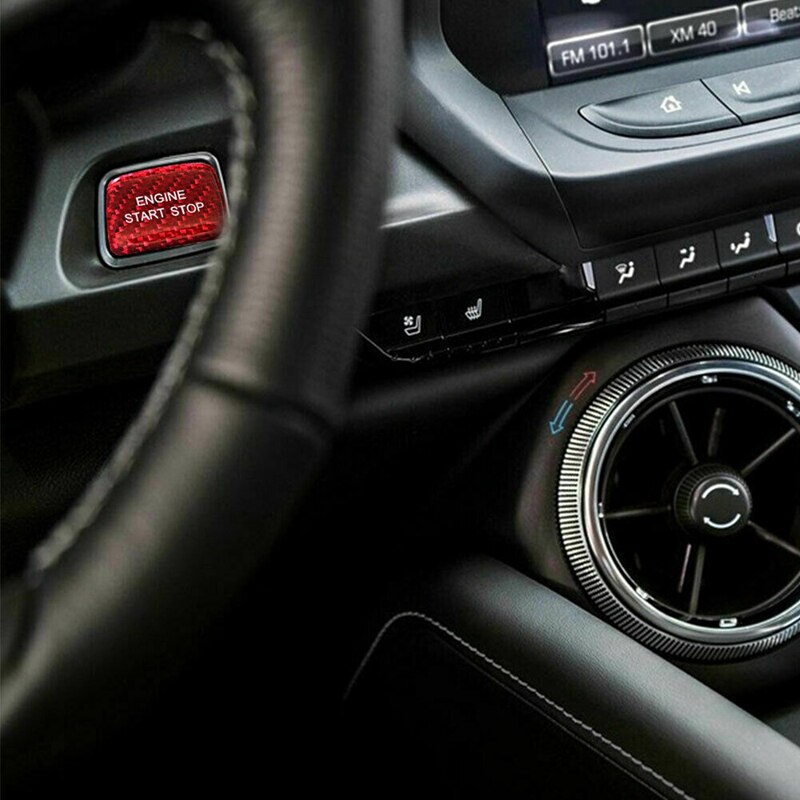 Carbon Fiber Engine Ignition Start Stop Push Button Cover Trim Sticker for Chevrolet Chevy Camaro