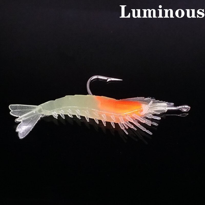 1/3 pçs 3g-60mm 4 cores luminoso camarão lula noite pesca lula jigs isca baixo suave peixe equipamento equipamento equipamento acessórios: Luminous / 1PC