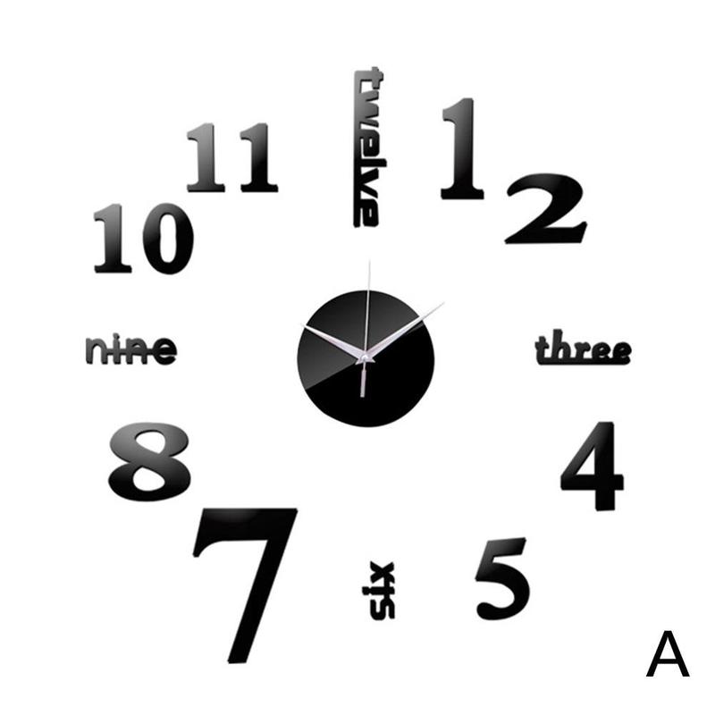DIY Mirror Wall Clock Sticker Acrylic 3D Roman Numbers Art Watch Office Clocks Wall Home For Living Wall Room Clock Decals: A