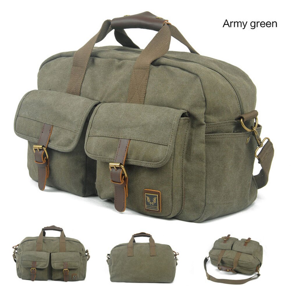 Lukegear Overnight Weekend Bags Canvas Sturdy Duffle Packs Green Grey Khaki Colors