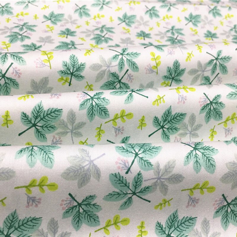 Pretty Blue Green Maple Leaf 100% Cotton Fabric 50x160cm Floral Fabric patchwork quilting bedding cushion baby cloth decor