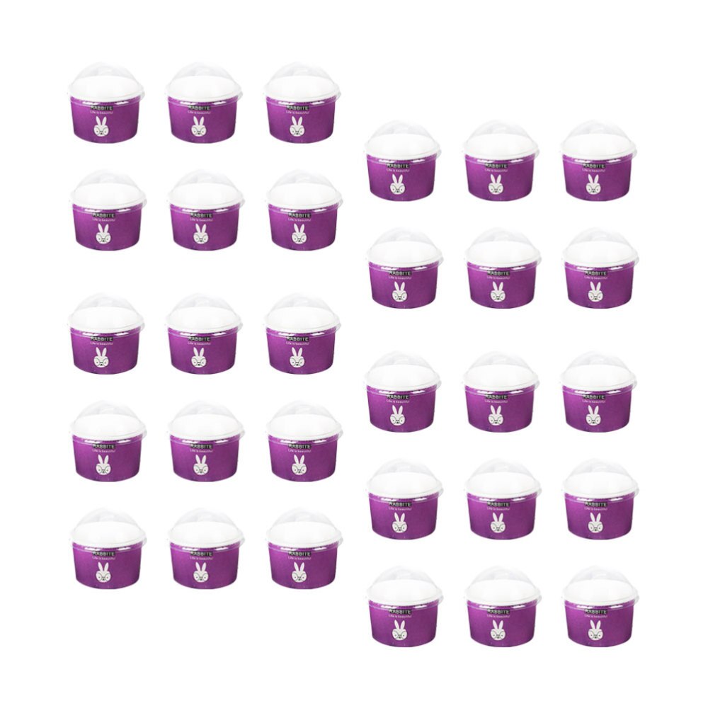 100 Stuks 85/200Ml Wegwerp Ijs Papieren Cup Cup Met Half Cover Dessert Cake Cup Kom (blauw)