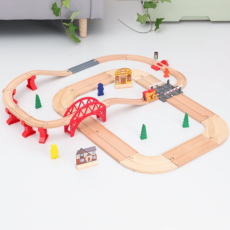 1Set Beech Wood Railway Vehicle Toys Accessories Wooden Track Assembled Educational Toys Fit All Wood Track Biro Toys for Kids