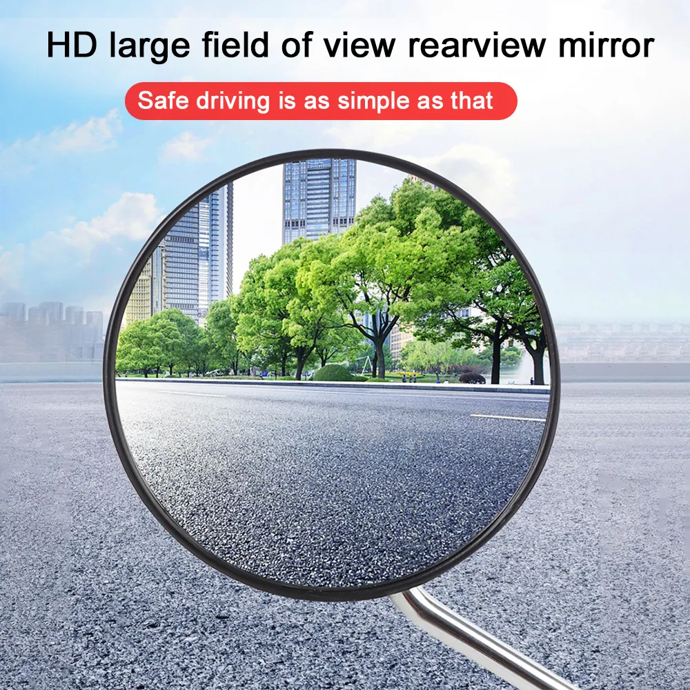 Par motorcykel backspeglar moped skoter motorcykel sidospegel rund medurs 8mm 360 grader konvex speglar