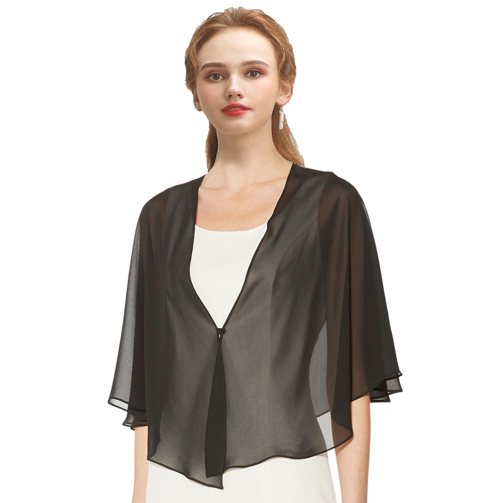 Vrouwen Chiffon Bolero Bridal Jacket Wedding Wraps Cape Avond Party Jurk Mantel Zomerjurk Uit Jas