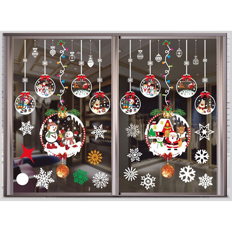 Window Stickers Merry Christmas Decorations Stickers For Home Xmas Wall Sticker Kids Room Wall Decals Year Dector