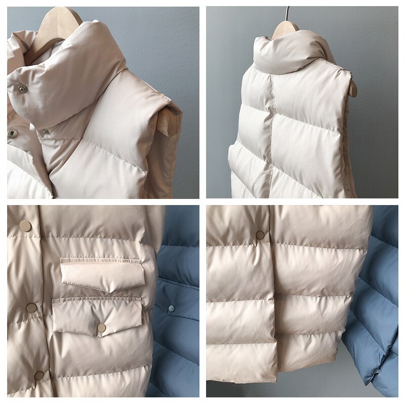 Dames donsjack winterjassen lange warme vest mandarijnkraag katoenen gewatteerd vest dames chaleco mujer vest damesjas
