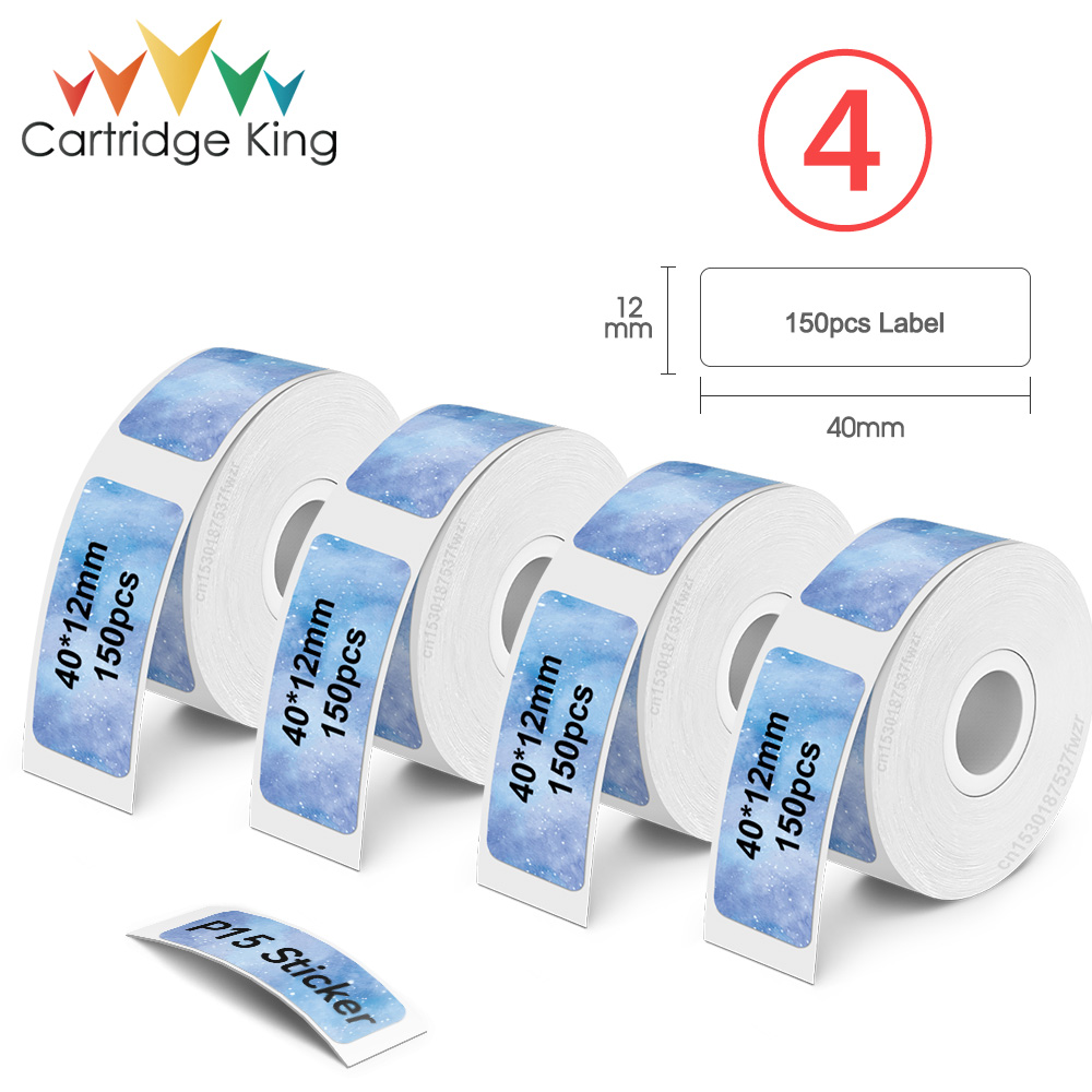 3~6PK White Label Tape for P15 Label Maker Thermal Printer Paper 12mmx40mm 160PCS/Roll Waterprood Adhesive DIY Printing Sticker: green
