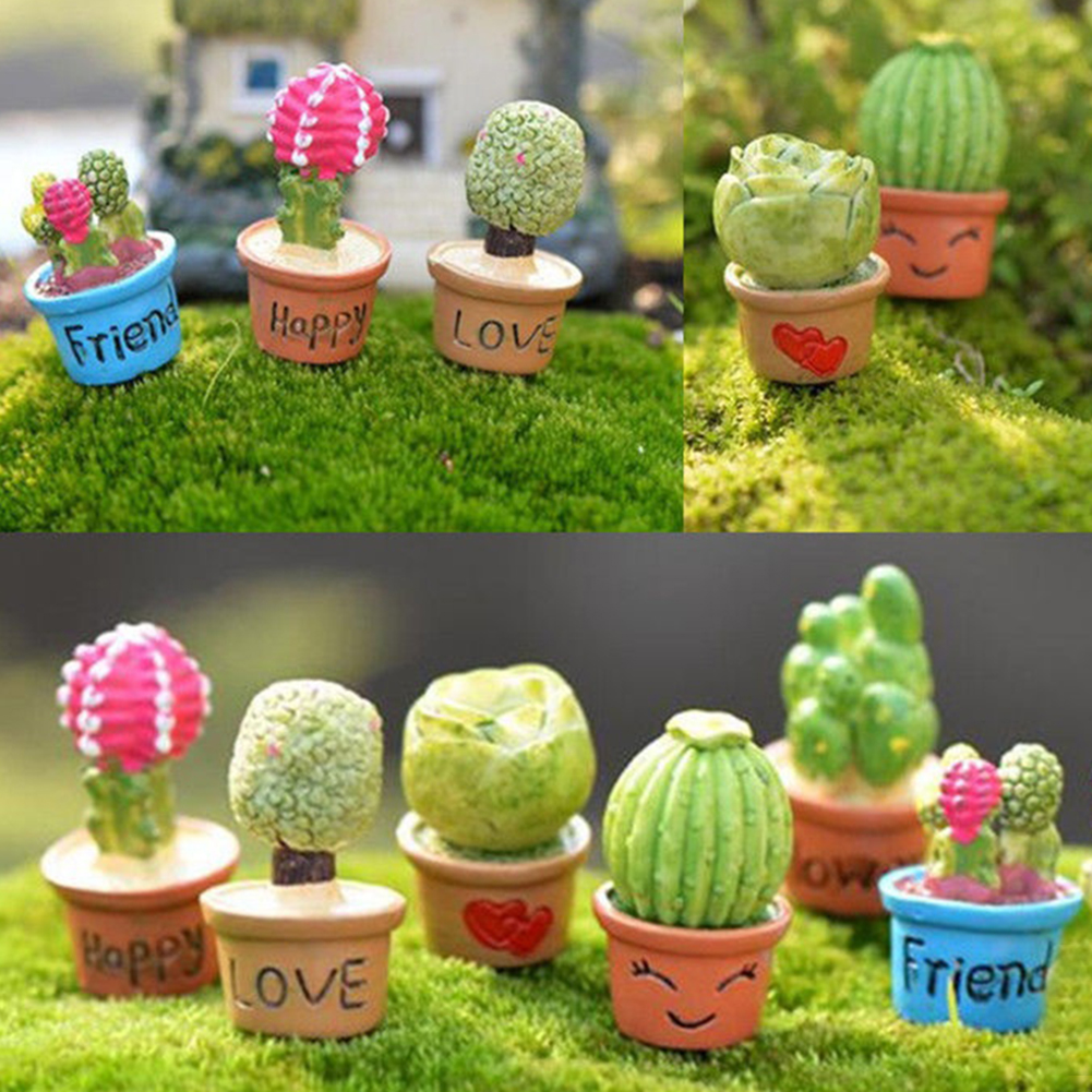 1pc søde små kunstige planter i harpiks i potte, blomst kaktus miniature dukkehus indretning gør det selv dekoration gård & have indretning