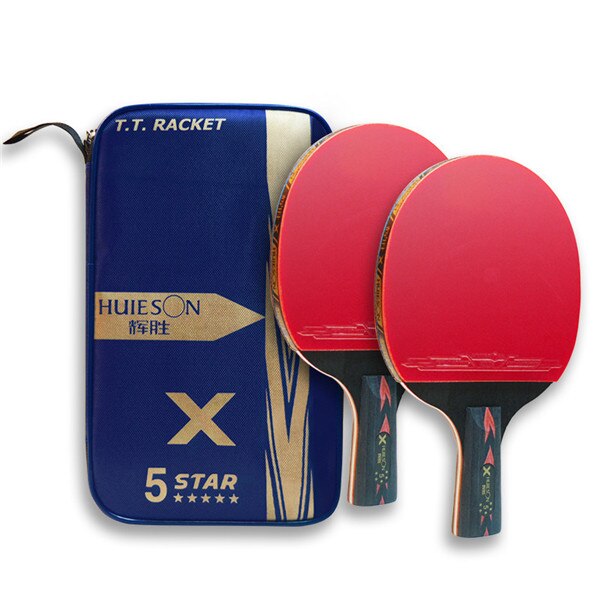 Huieson-Tabla de carbono de 5 estrellas conjunto de raqueta de tenis, potente pala de Ping Pong, bate de buen Control, ligero para adolescentes, entrenamiento, 2 uds.: 2 CS Handle