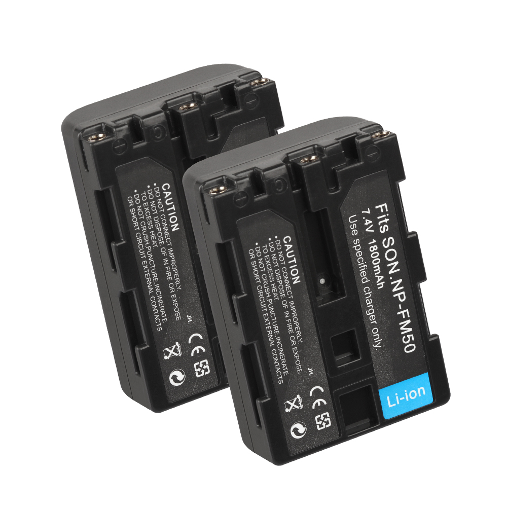 NP FM50 FM55H 1800mAh Batteries for Sony NP-FM50 NP-FM51 NP-FM30 NP-FM55H DCR-PC101 A100 Series DSLR-A100 Camera Battery: 2Battery