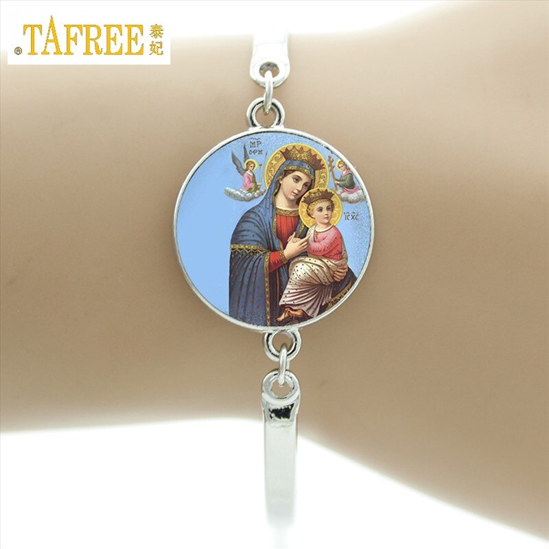 TAFREE marca nostra signora di glas bracciale vergine madre maria religiosa cattolica cupola di vetro braccialetto madonna gioielli con ciondoli D1010: VM26