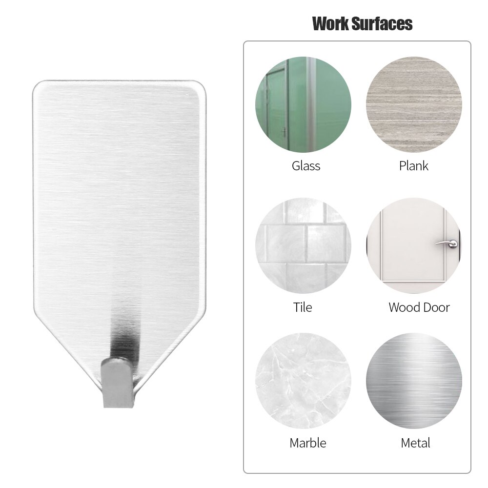 8pcs Adhesive Hooks Stainless Steel Towel Hooks Family Robe Hanging Hooks Hats Bag Key Adhesive Wall Hanger Hooks for Kitchen