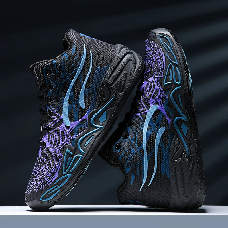 Basketballschuhe für Herren, Feldtraining, hoch oben, bequem, rutschfest, Sportschuhe, luxuriöse flache Schnür-Sneaker für Herren