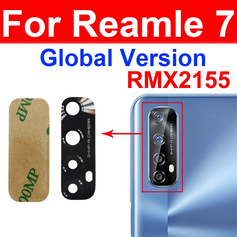 Terug Achteruitrijcamera Glas Lens Voor Oppo Realme 7 8 Pro 7i 8i 8S Global 5G Achteruitrijcamera lens Voor Realme 7pro 8pro Met Sticker Reparatie: ForRealme7-Global