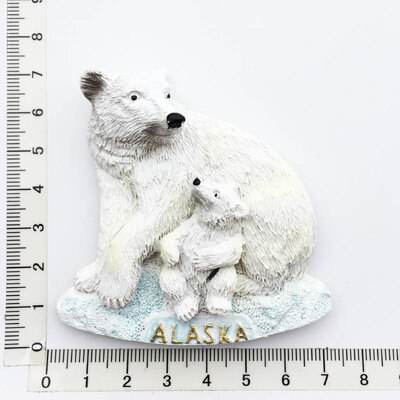 USA Alaska 3D Cartoon Bear &amp; Milu deer Fridge Magnets Tourism Souvenir Refrigerator Magnetic Sticker Collection: AUS21040032