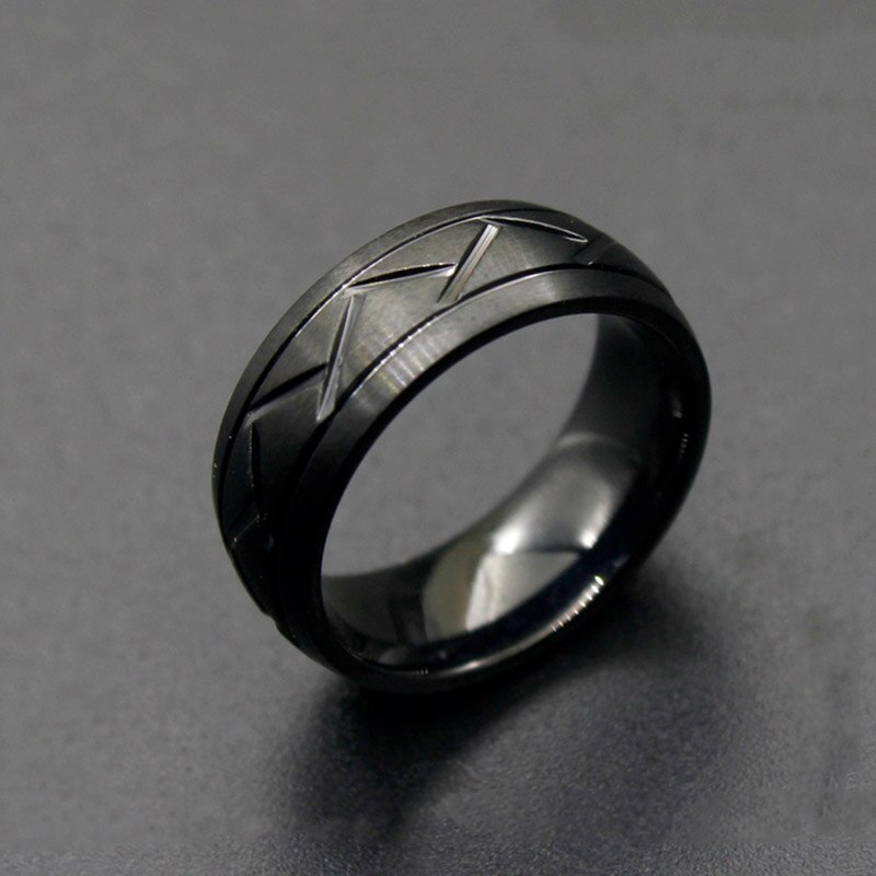 Cool Heren rvs Ringen 8mm Wedding Band Black Engagement graveren Ring voor Mannen Sieraden Accessoires