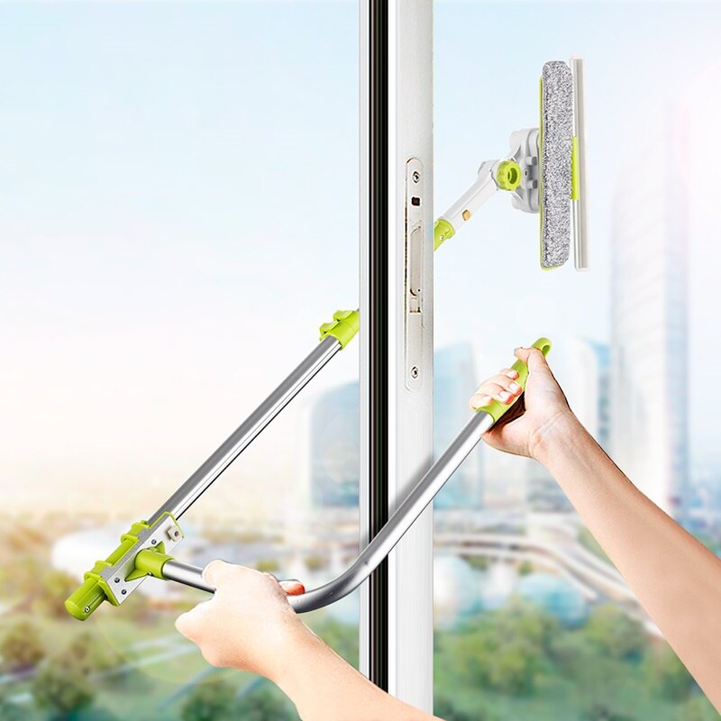 SDARISB Window Squeegee Microfiber Extendable Window Scrubber Washer Cleaner Tools 180 Rotatable Cleaning Brush for High Window: DR-XS92